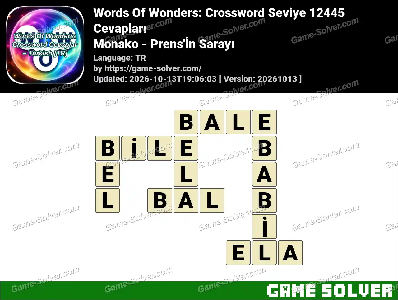 Words Of Wonders: Crossword Seviye 12445 Cevapları – Monako – Prens’İn Sarayı